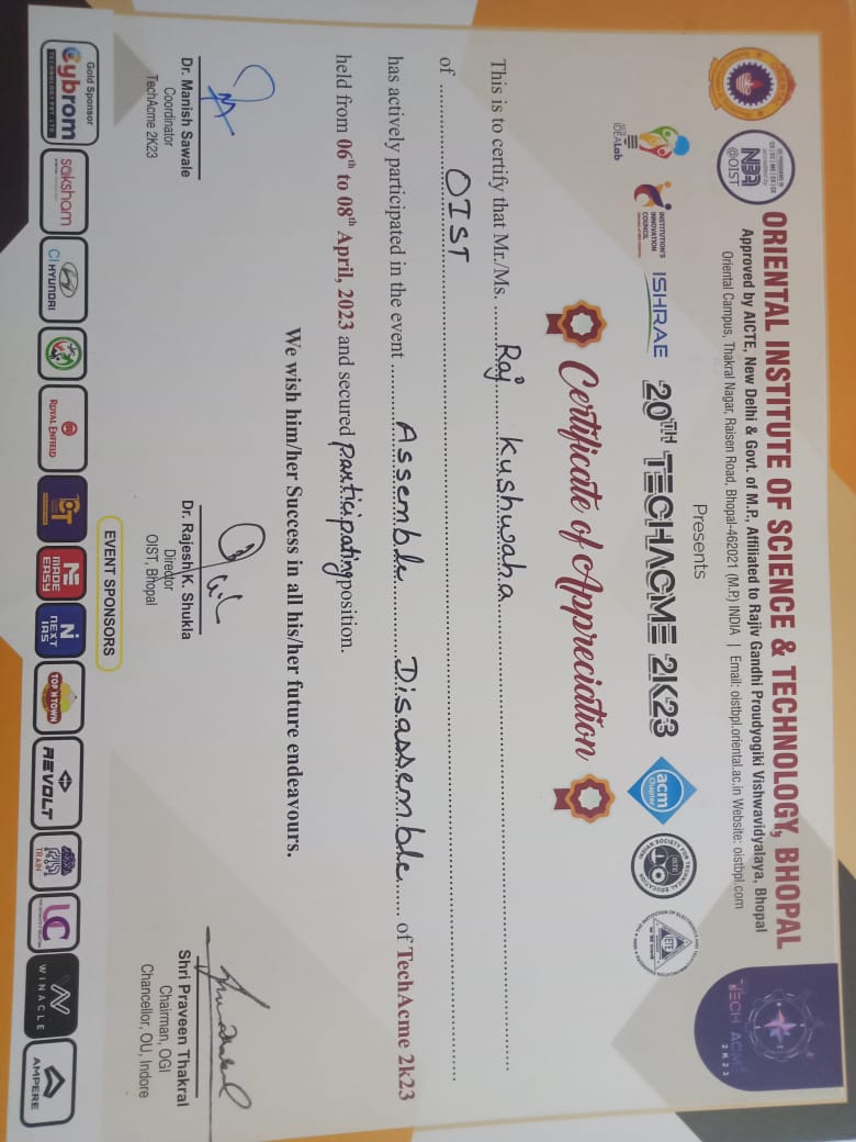 College Event Participation Certificate